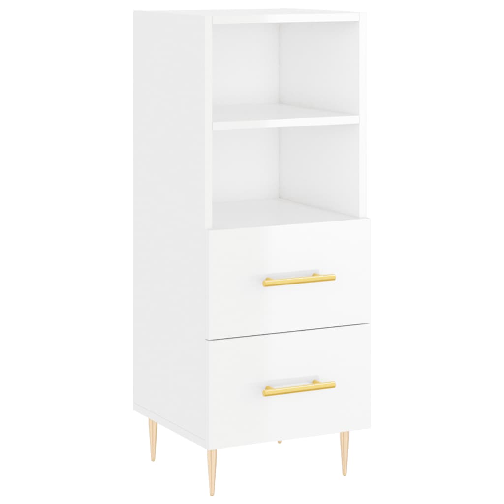 Credenza Bianco Lucido 34,5x34x90 cm in Legno Multistrato - homemem39