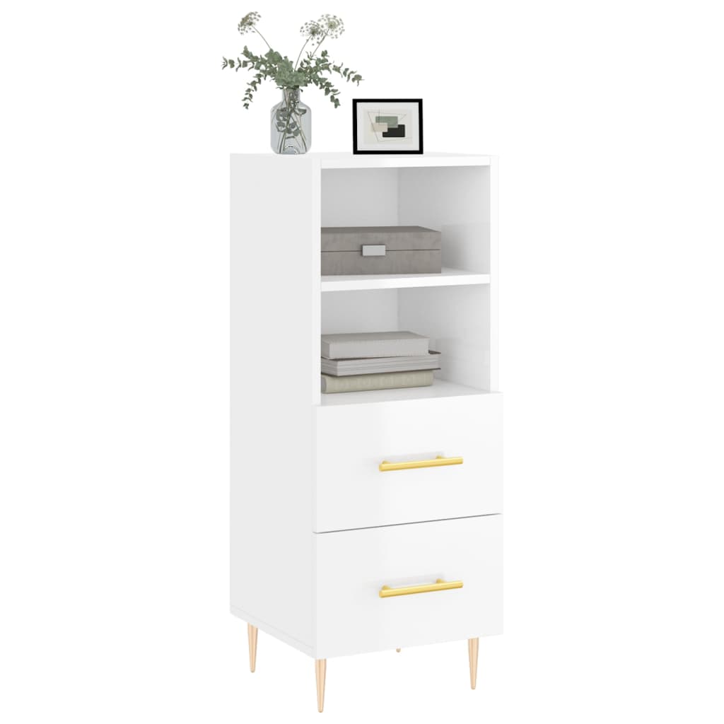 Credenza Bianco Lucido 34,5x34x90 cm in Legno Multistrato - homemem39