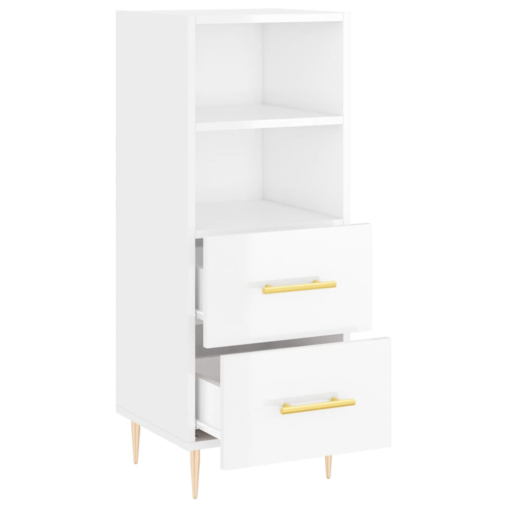 Credenza Bianco Lucido 34,5x34x90 cm in Legno Multistrato - homemem39