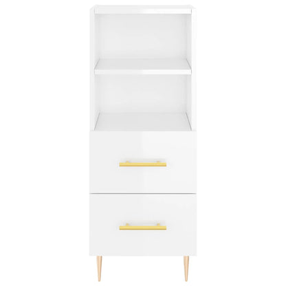 Credenza Bianco Lucido 34,5x34x90 cm in Legno Multistrato - homemem39