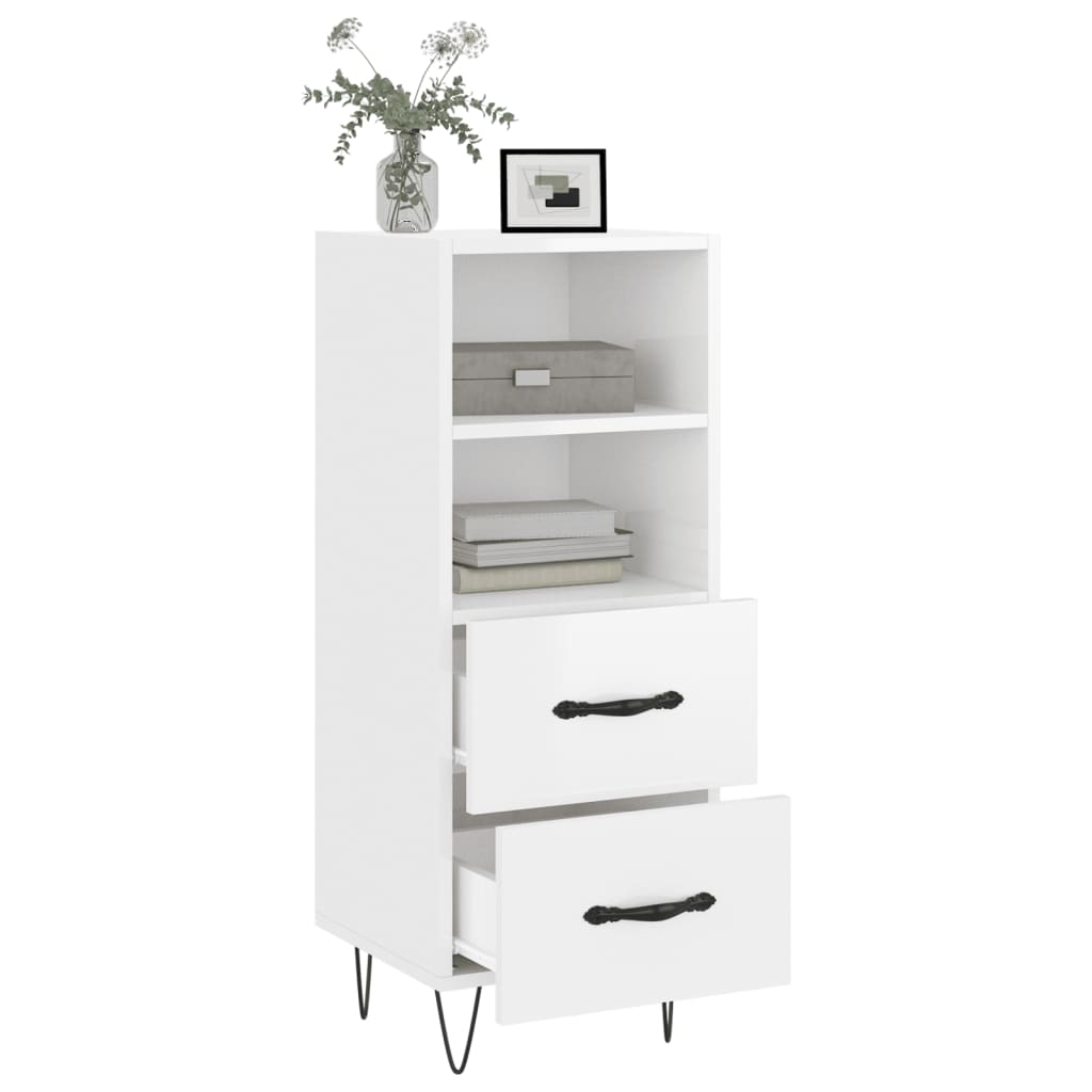 Credenza Bianco Lucido 34,5x34x90 cm in Legno Multistrato - homemem39