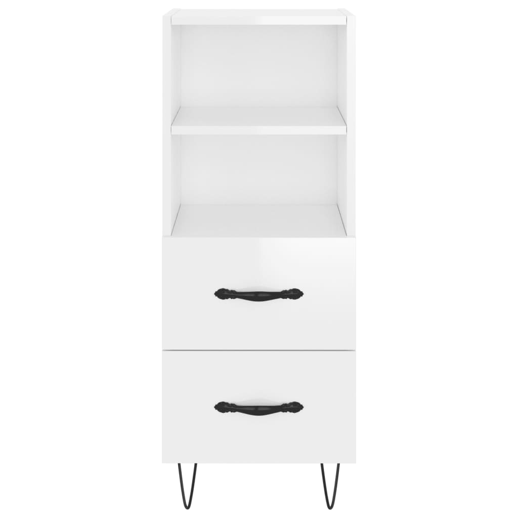 Credenza Bianco Lucido 34,5x34x90 cm in Legno Multistrato - homemem39