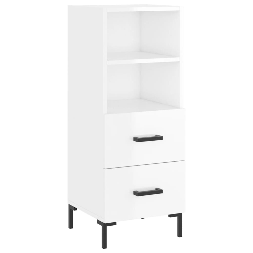 Credenza Bianco Lucido 34,5x34x90 cm in Legno Multistrato - homemem39