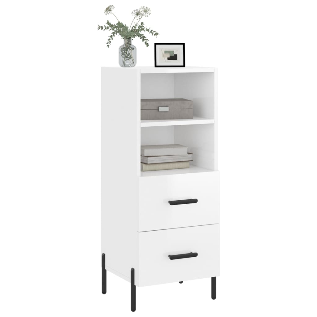 Credenza Bianco Lucido 34,5x34x90 cm in Legno Multistrato - homemem39