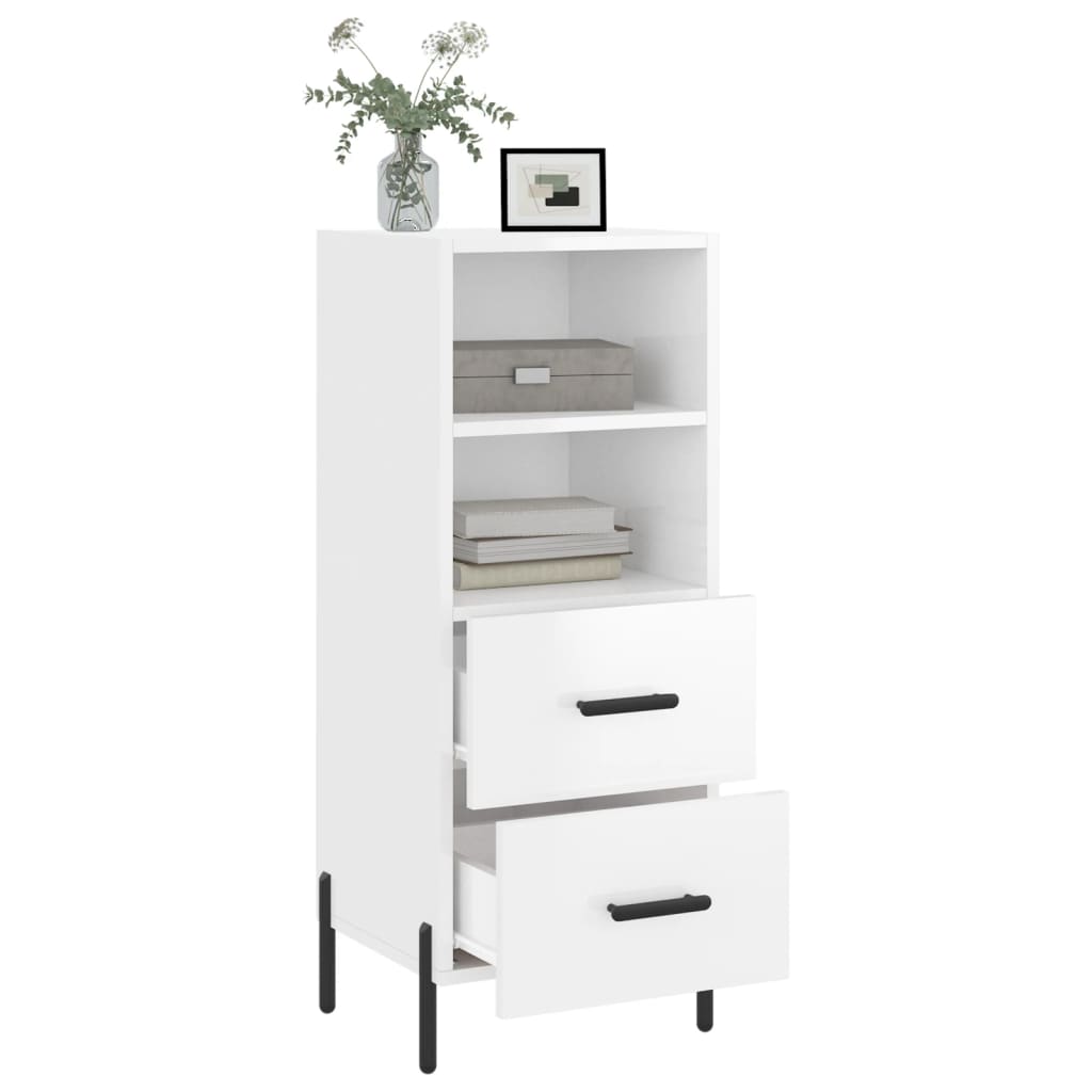 Credenza Bianco Lucido 34,5x34x90 cm in Legno Multistrato - homemem39