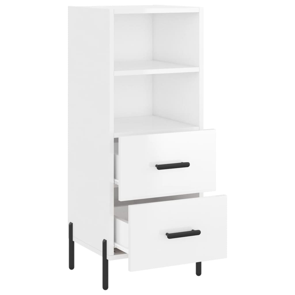 Credenza Bianco Lucido 34,5x34x90 cm in Legno Multistrato - homemem39