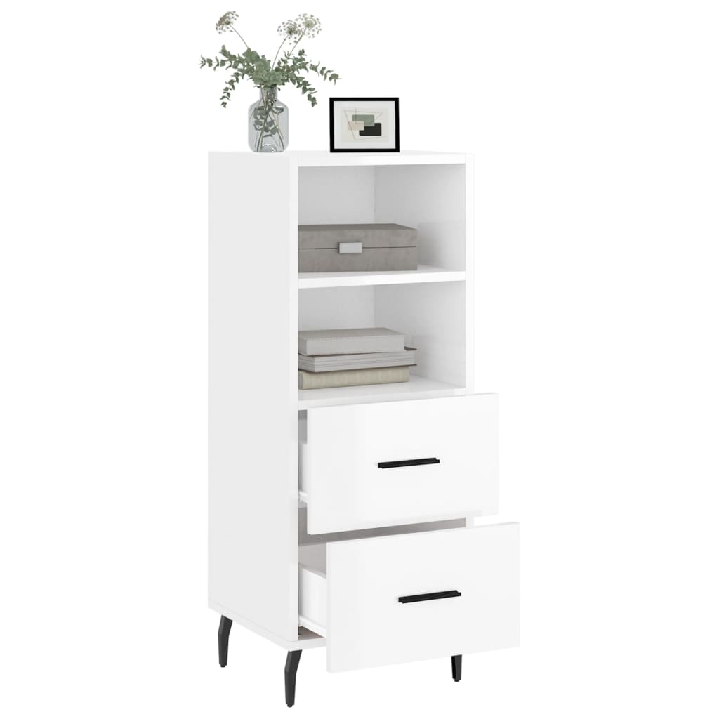 Credenza Bianco Lucido 34,5x34x90 cm in Legno Multistrato - homemem39