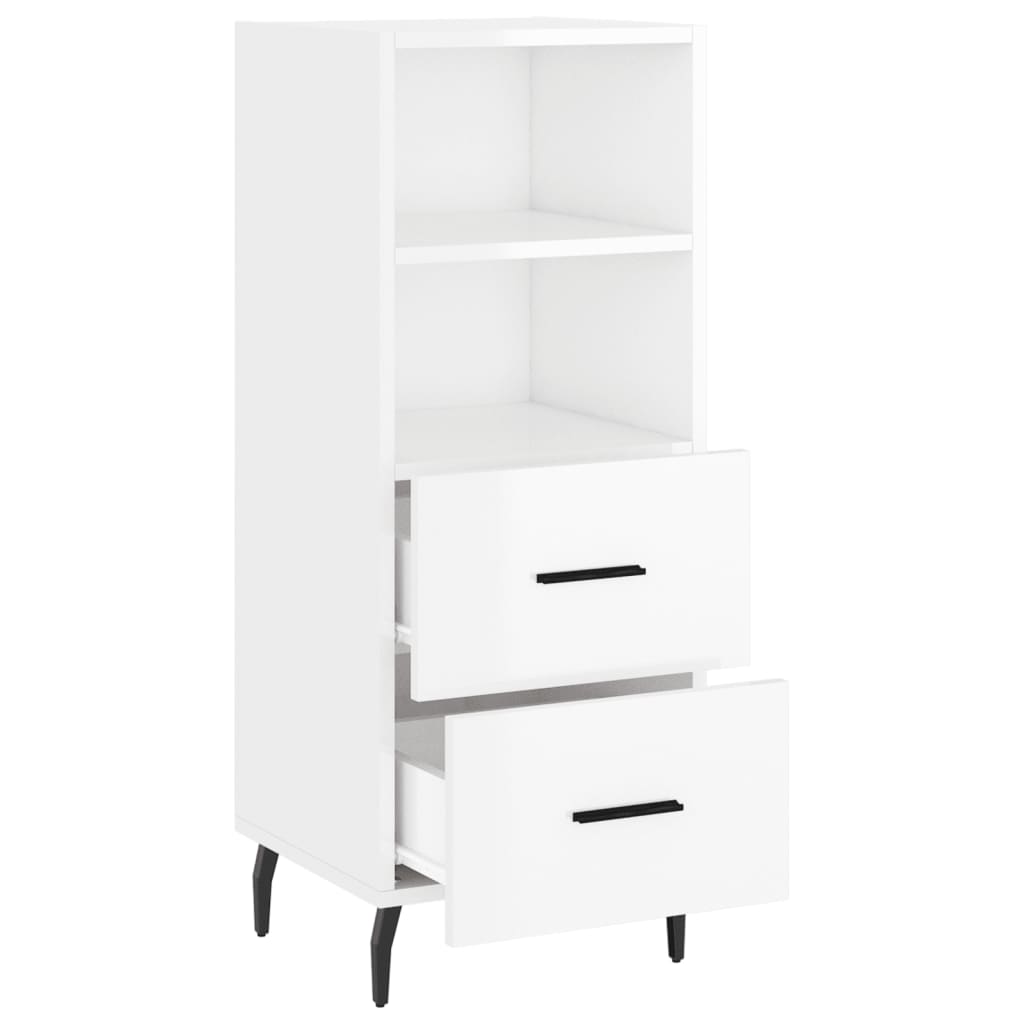 Credenza Bianco Lucido 34,5x34x90 cm in Legno Multistrato - homemem39