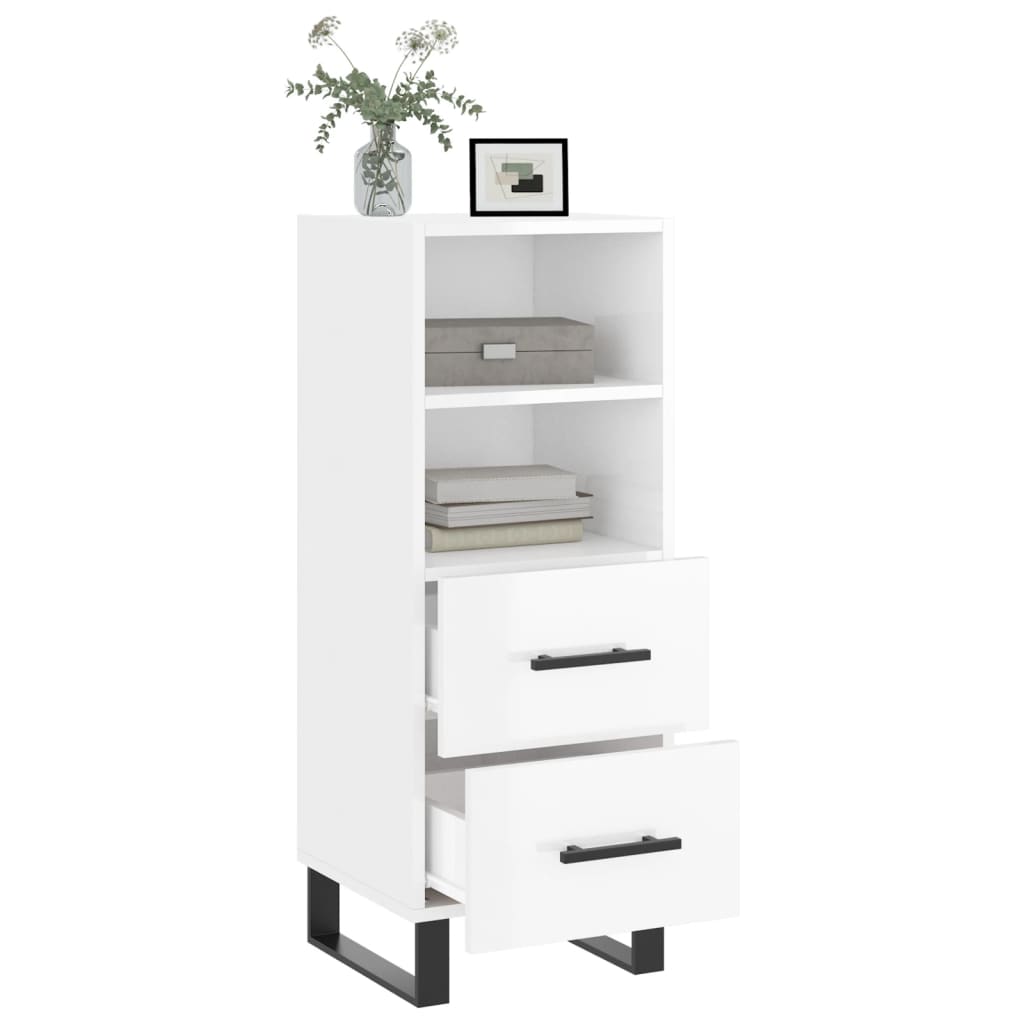 Credenza Bianco Lucido 34,5x34x90 cm in Legno Multistrato - homemem39