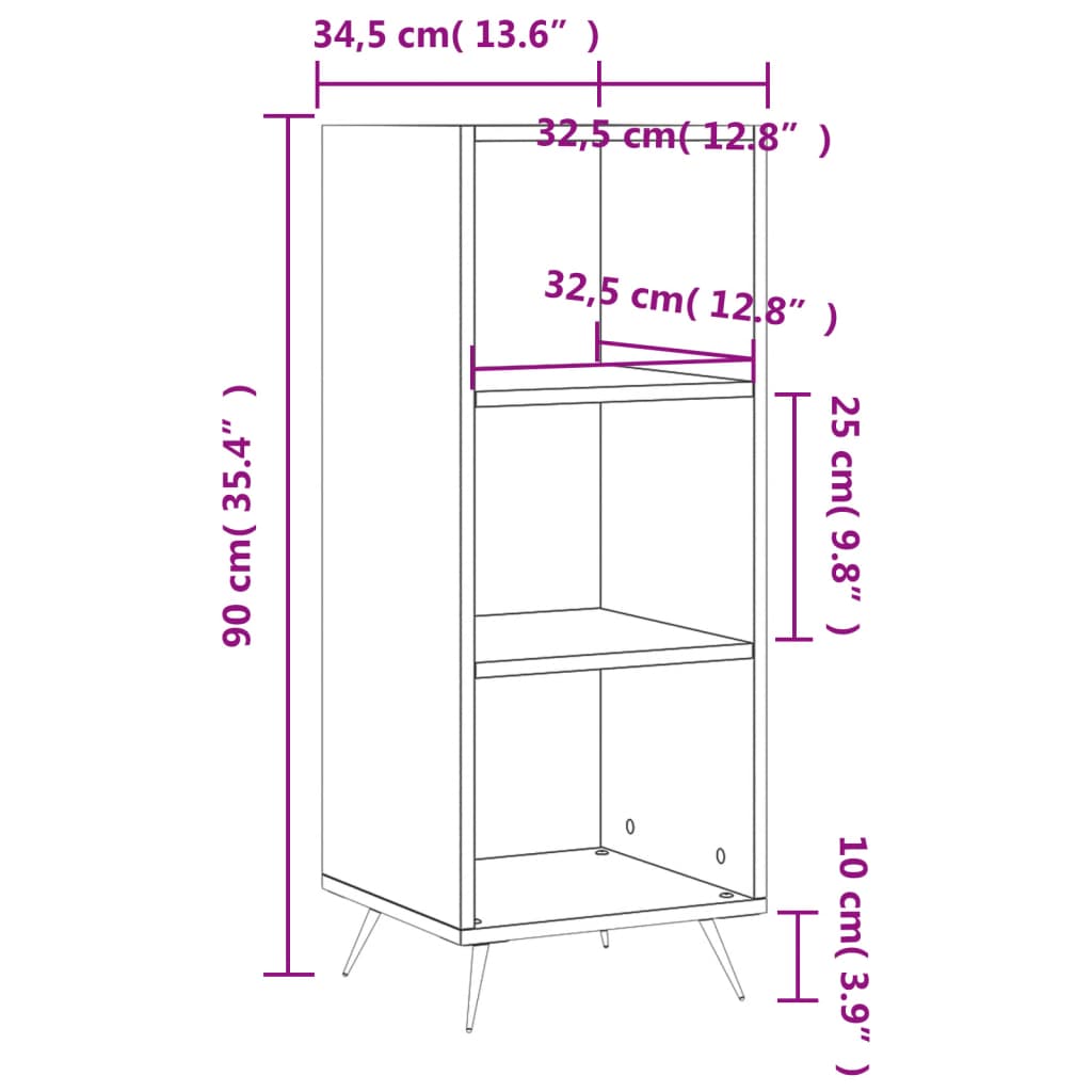 Scaffale Nero 34,5x32,5x90 cm in Legno Multistrato - homemem39