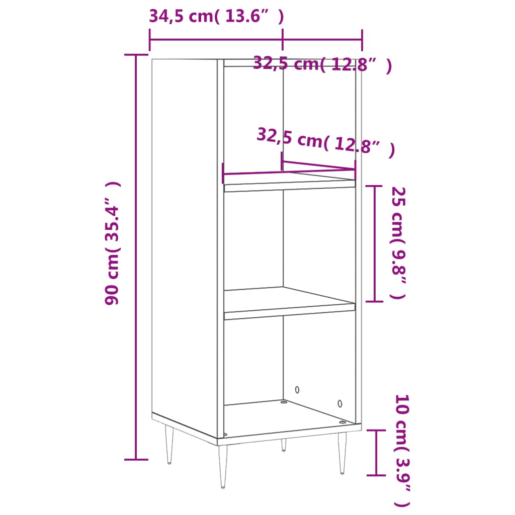 Credenza Bianco Lucido 34,5x32,5x90 cm in Legno Multistrato - homemem39