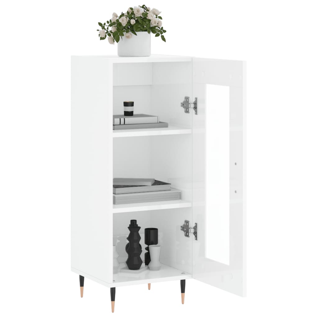 Credenza Bianco Lucido 34,5x34x90 cm in Legno Multistrato - homemem39