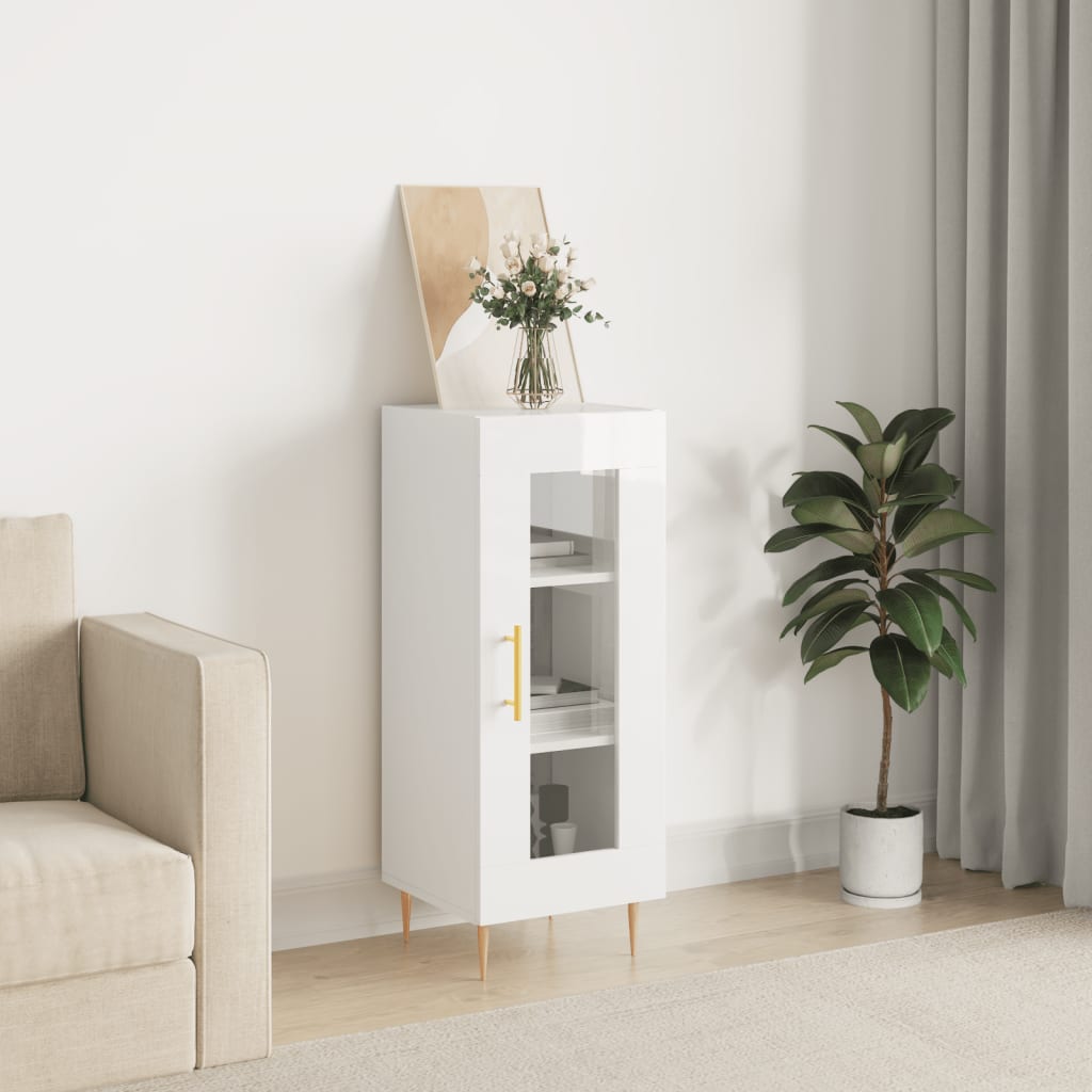 Credenza Bianco Lucido 34,5x34x90 cm in Legno Multistrato - homemem39