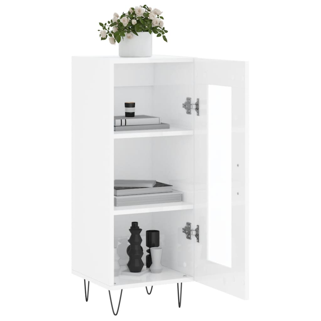 Credenza Bianco Lucido 34,5x34x90 cm in Legno Multistrato - homemem39