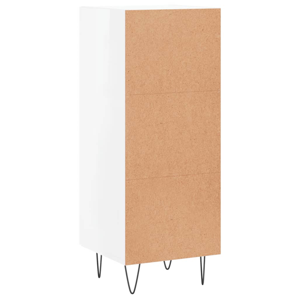 Credenza Bianco Lucido 34,5x34x90 cm in Legno Multistrato - homemem39