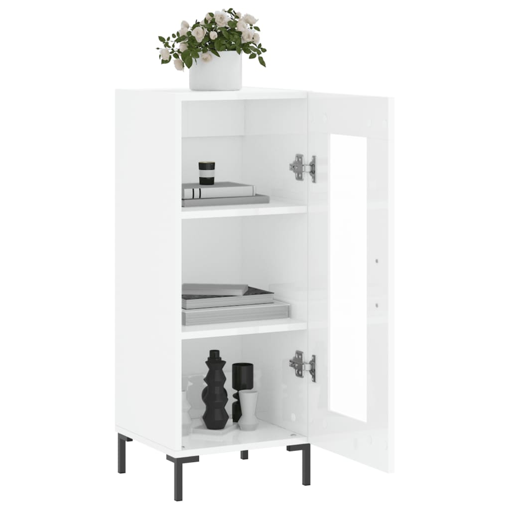 Credenza Bianco Lucido 34,5x34x90 cm in Legno Multistrato - homemem39