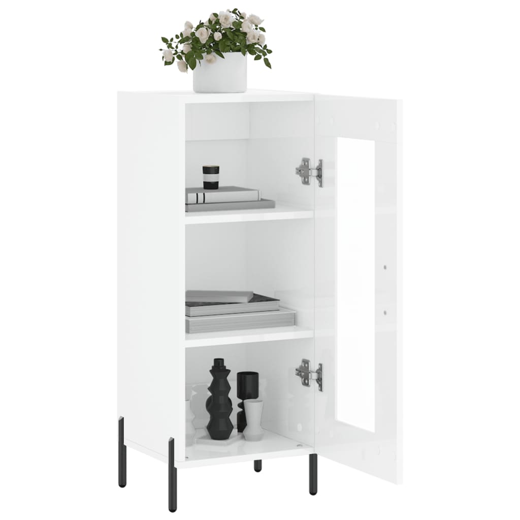 Credenza Bianco Lucido 34,5x34x90 cm in Legno Multistrato - homemem39