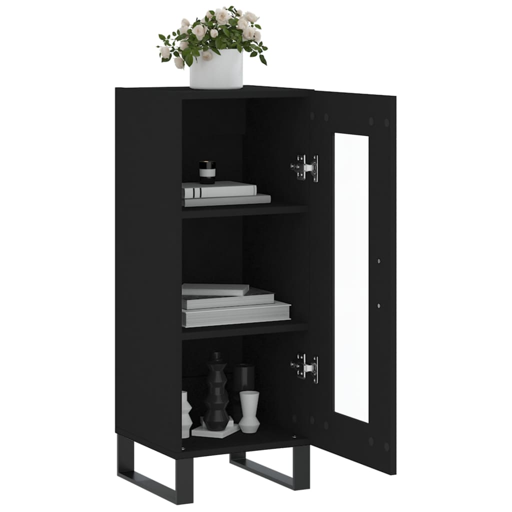 Credenza Nero 34,5x34x90 cm in Legno Multistrato - homemem39