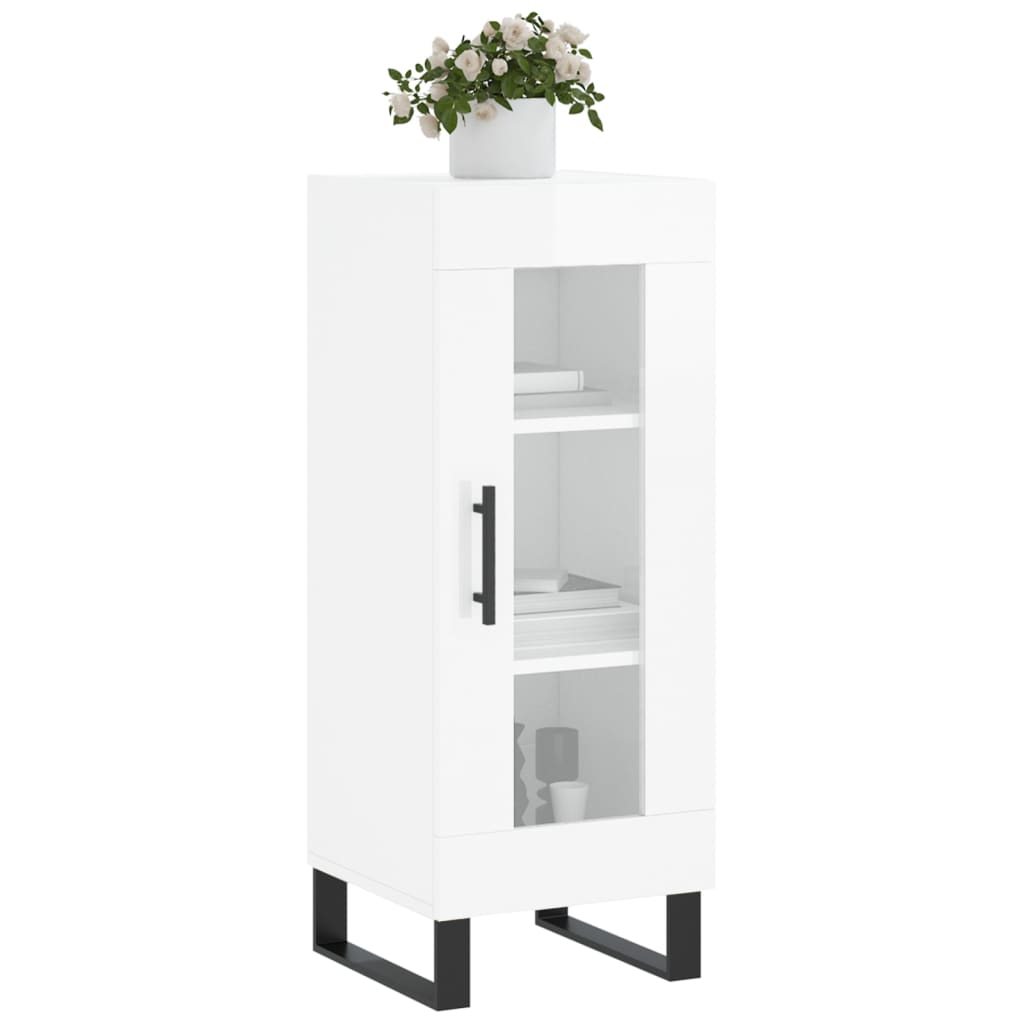 Credenza Bianco Lucido 34,5x34x90 cm in Legno Multistrato - homemem39