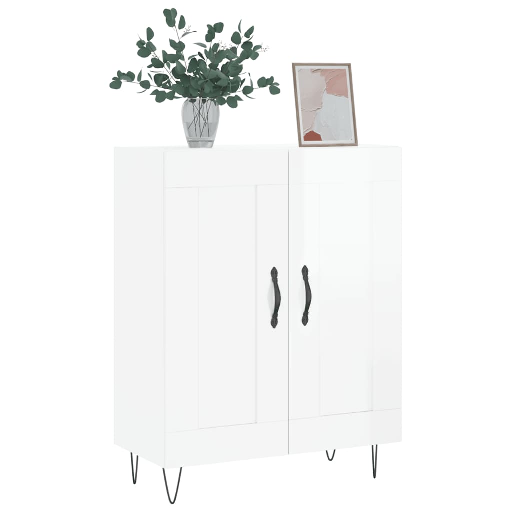 Credenza 69,5x34x90 cm in Legno Multistrato Bianco Lucido - homemem39