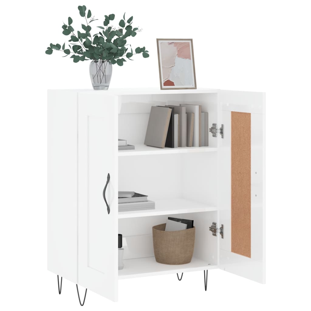 Credenza 69,5x34x90 cm in Legno Multistrato Bianco Lucido - homemem39