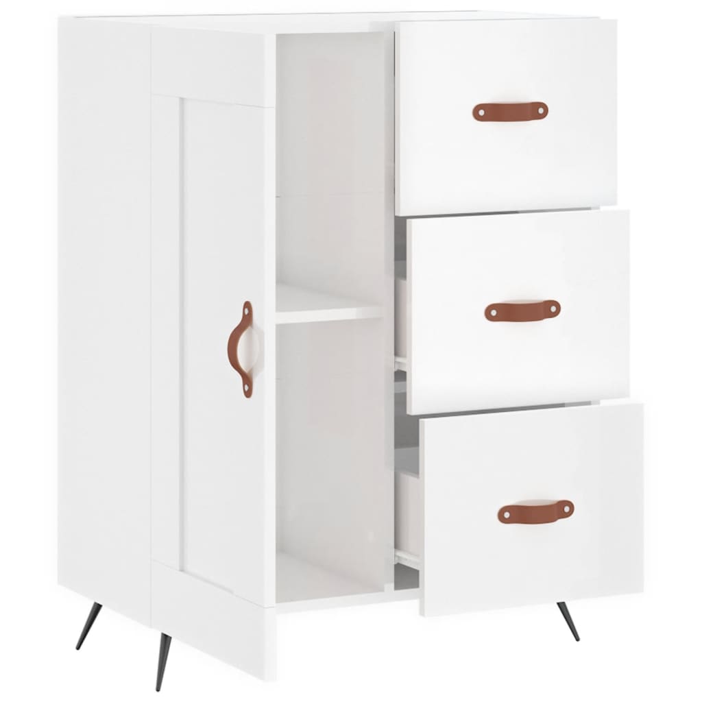 Credenza 69,5x34x90 cm in Legno Multistrato Bianco Lucido - homemem39