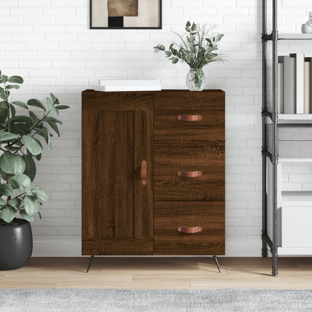 Credenza Rovere Marrone 69,5x34x90 cm in Legno Multistrato - homemem39