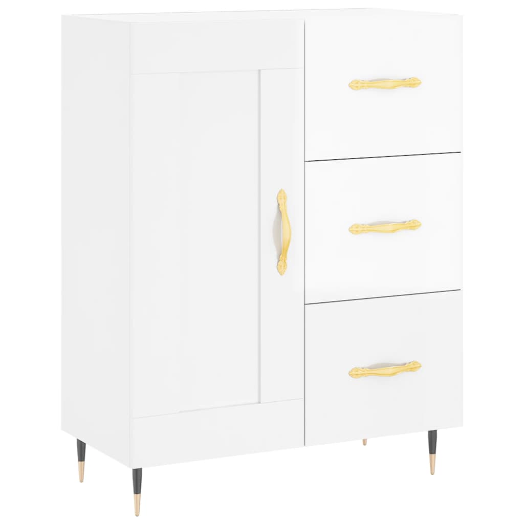 Credenza 69,5x34x90 cm in Legno Multistrato Bianco Lucido - homemem39