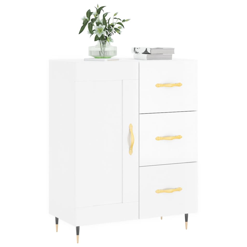 Credenza 69,5x34x90 cm in Legno Multistrato Bianco Lucido - homemem39