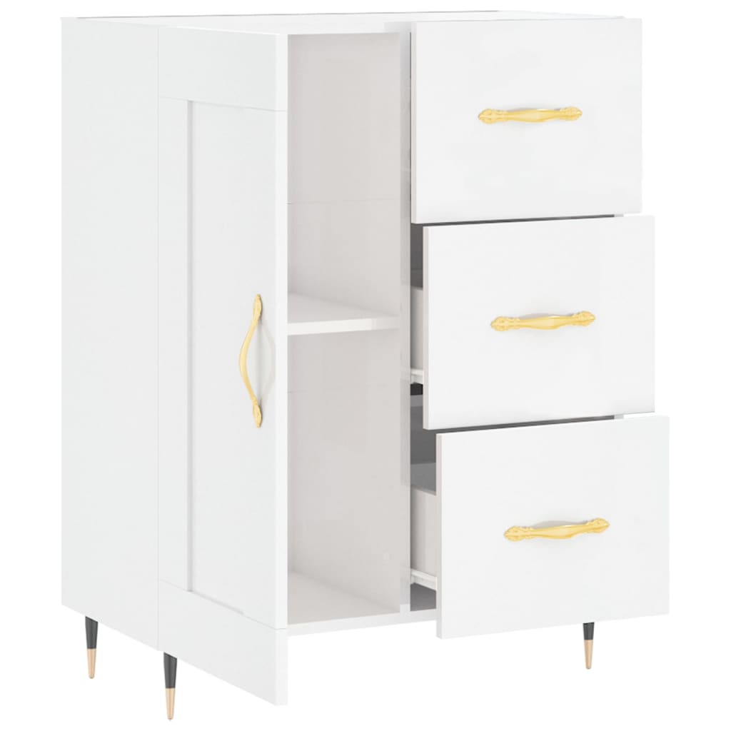 Credenza 69,5x34x90 cm in Legno Multistrato Bianco Lucido - homemem39