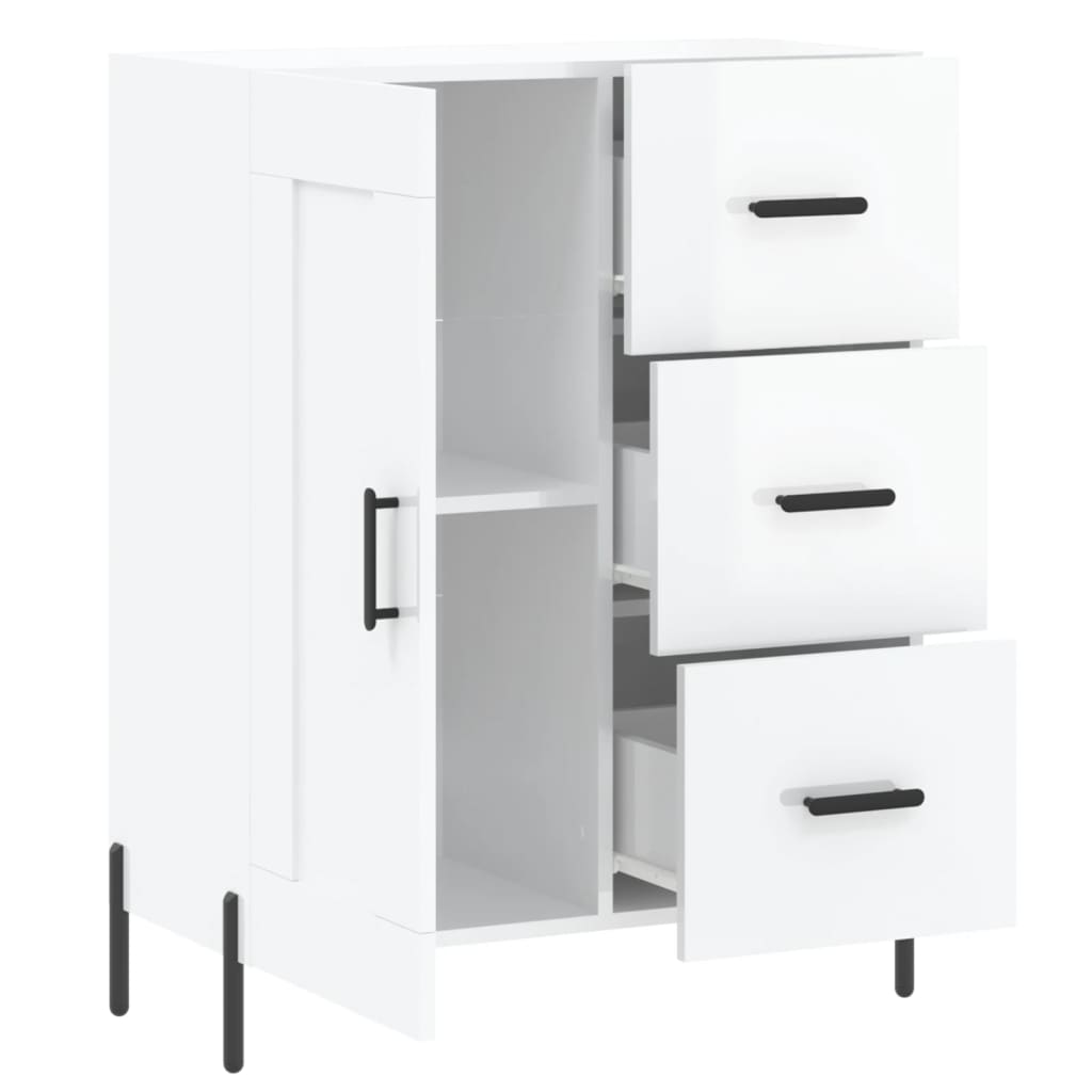 Credenza 69,5x34x90 cm in Legno Multistrato Bianco Lucido - homemem39