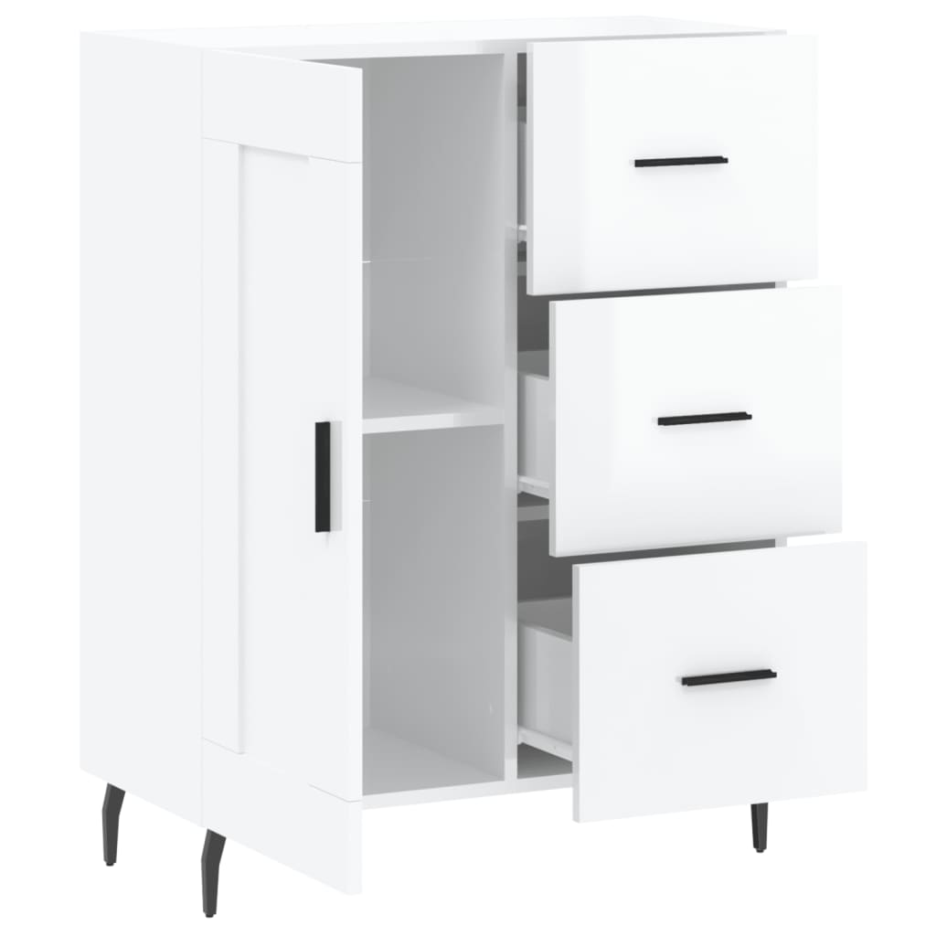 Credenza 69,5x34x90 cm in Legno Multistrato Bianco Lucido - homemem39