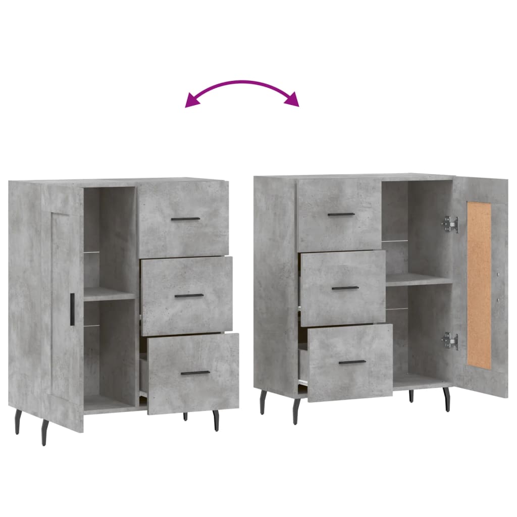 Credenza Grigio Cemento 69,5x34x90 cm in Legno Multistrato - homemem39