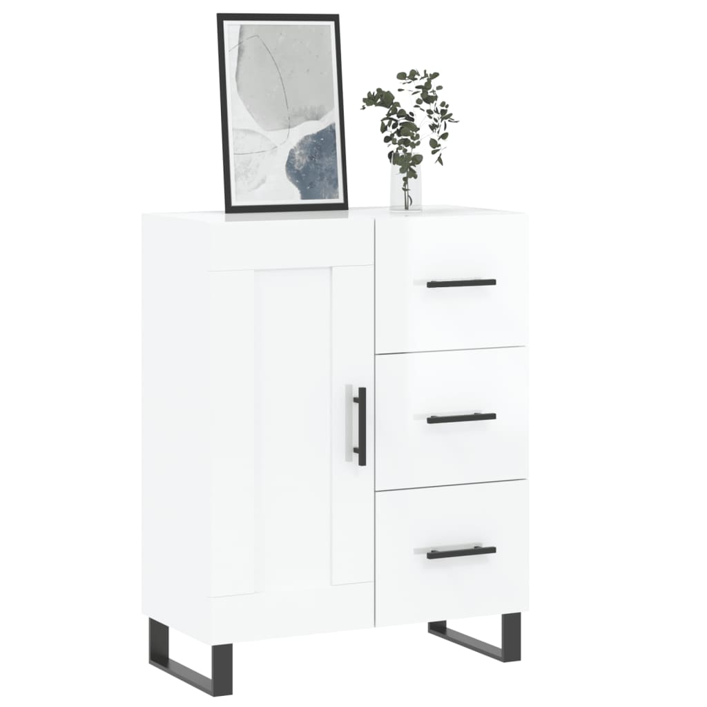 Credenza 69,5x34x90 cm in Legno Multistrato Bianco Lucido - homemem39