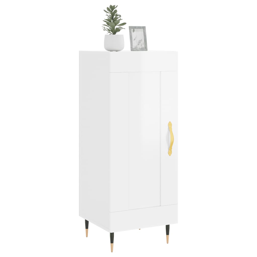 Credenza Bianco Lucido 34,5x34x90 cm in Legno Multistrato - homemem39