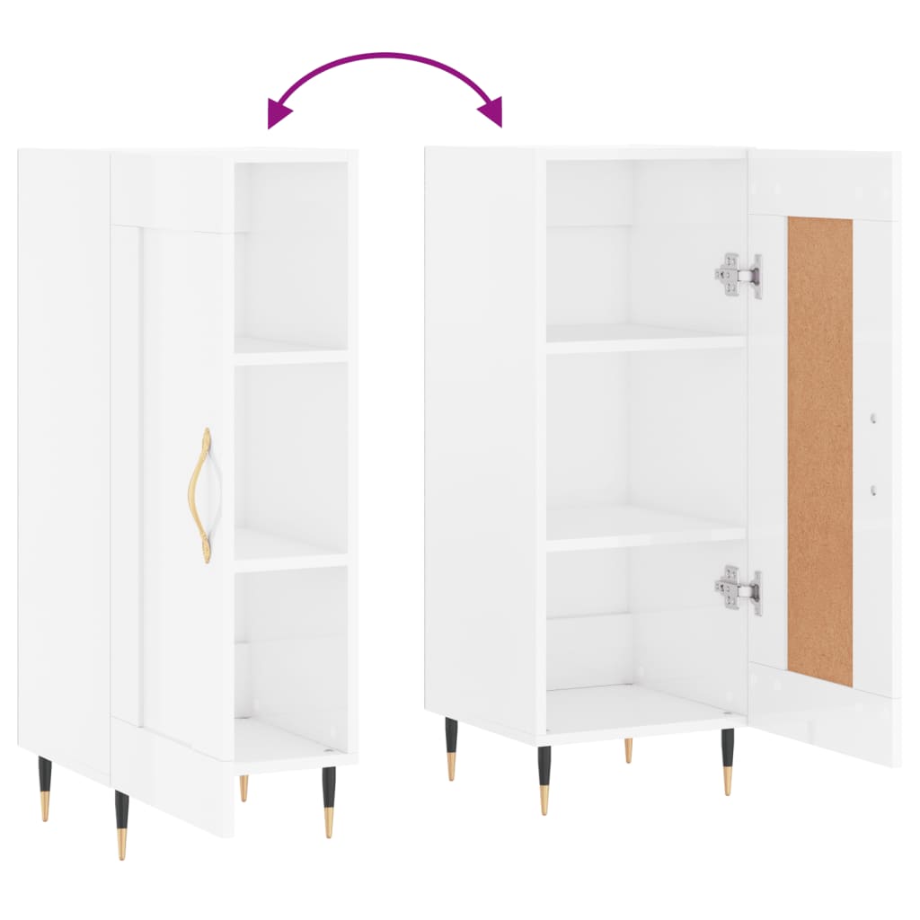 Credenza Bianco Lucido 34,5x34x90 cm in Legno Multistrato - homemem39