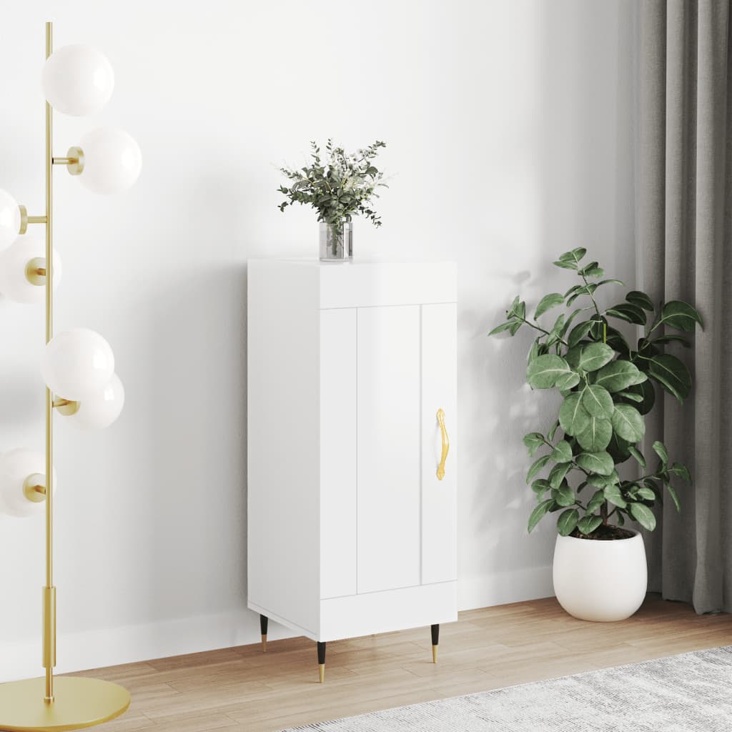 Credenza Bianco Lucido 34,5x34x90 cm in Legno Multistrato - homemem39