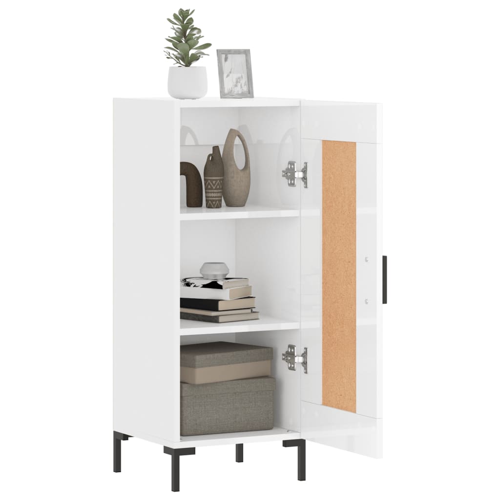 Credenza Bianco Lucido 34,5x34x90 cm in Legno Multistrato - homemem39