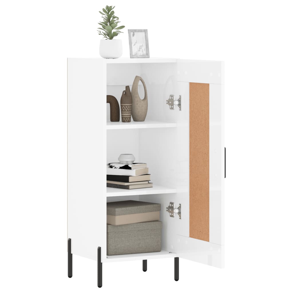 Credenza Bianco Lucido 34,5x34x90 cm in Legno Multistrato - homemem39