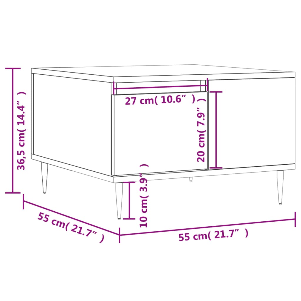 Tavolino da Salotto Bianco 55x55x36,5 cm in Legno Multistrato - homemem39