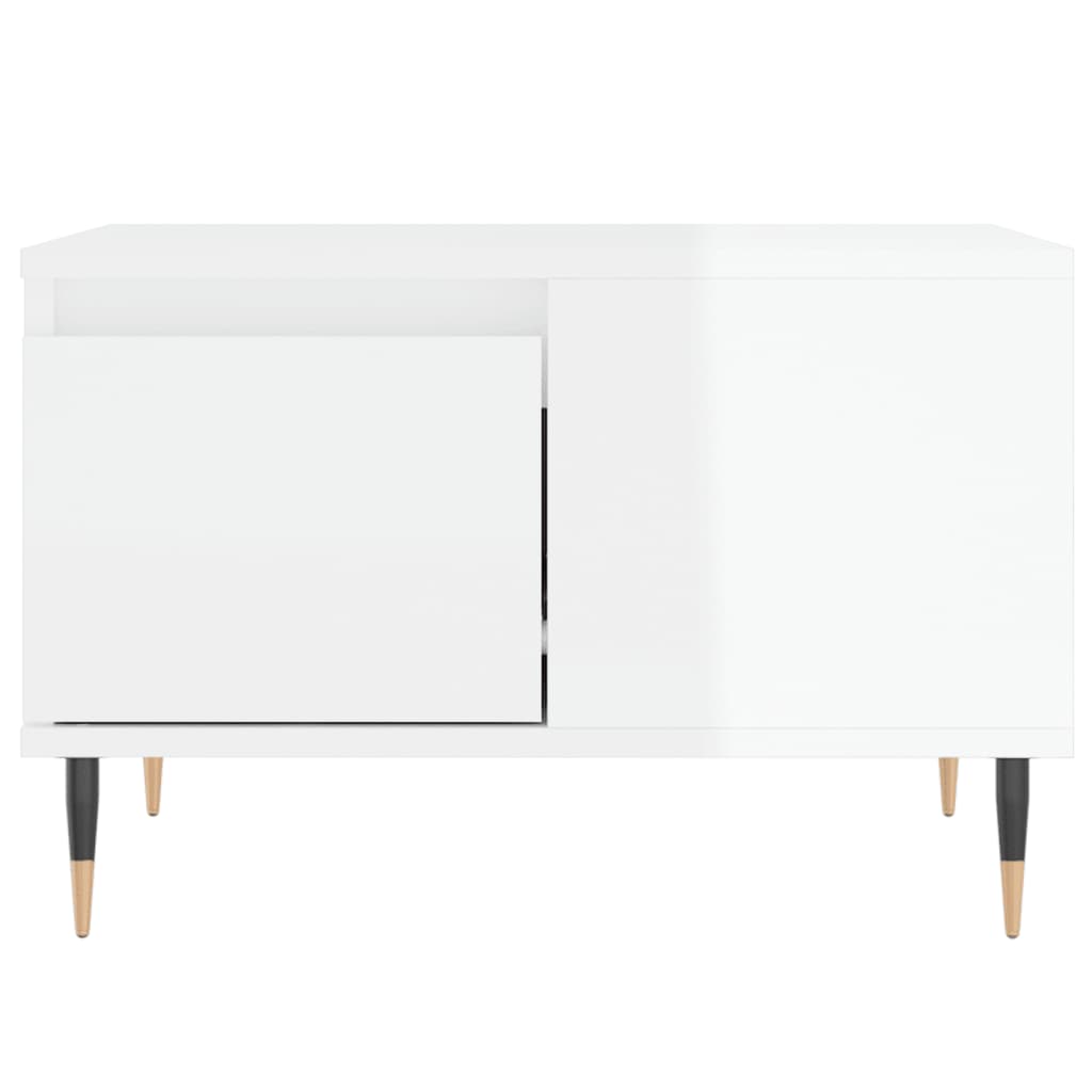 Tavolino Salotto Bianco Lucido 55x55x36,5 cm Legno Multistrato - homemem39