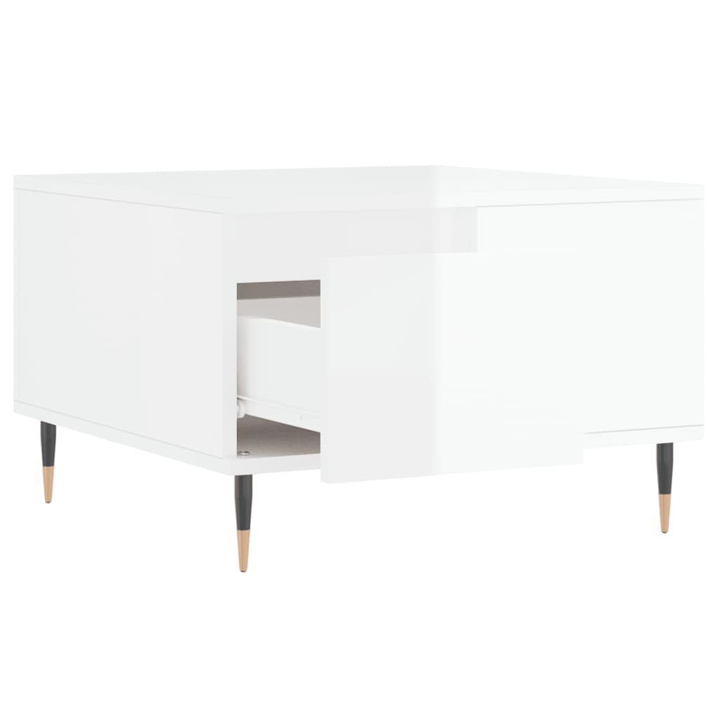 Tavolino Salotto Bianco Lucido 55x55x36,5 cm Legno Multistrato - homemem39