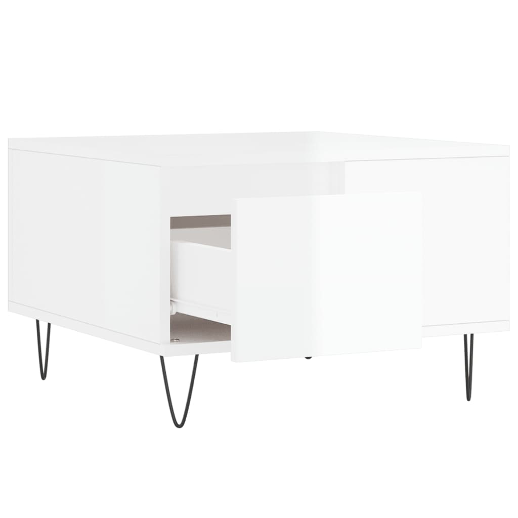 Tavolino Salotto Bianco Lucido 55x55x36,5 cm Legno Multistrato - homemem39