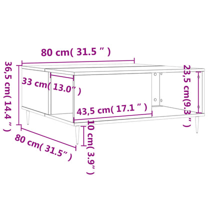 Tavolino da Salotto Bianco 80x80x36,5 cm in Legno Multistrato - homemem39