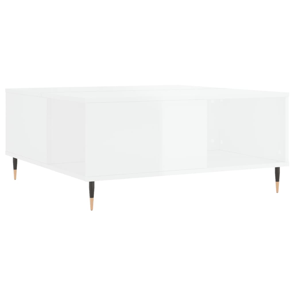 Tavolino Salotto Bianco Lucido 80x80x36,5 cm Legno Multistrato - homemem39