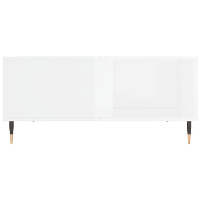 Tavolino Salotto Bianco Lucido 80x80x36,5 cm Legno Multistrato - homemem39