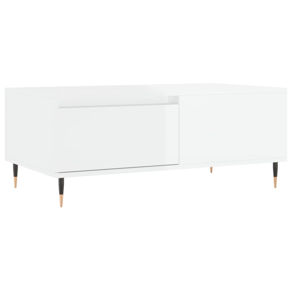 Tavolino Salotto Bianco Lucido 90x50x36,5 cm Legno Multistrato - homemem39