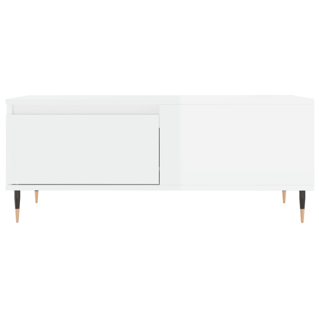 Tavolino Salotto Bianco Lucido 90x50x36,5 cm Legno Multistrato - homemem39