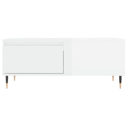 Tavolino Salotto Bianco Lucido 90x50x36,5 cm Legno Multistrato - homemem39