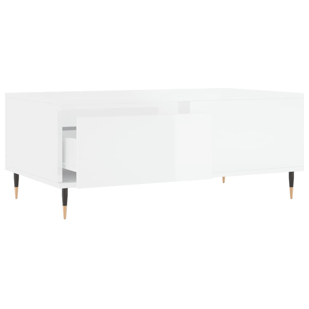 Tavolino Salotto Bianco Lucido 90x50x36,5 cm Legno Multistrato - homemem39